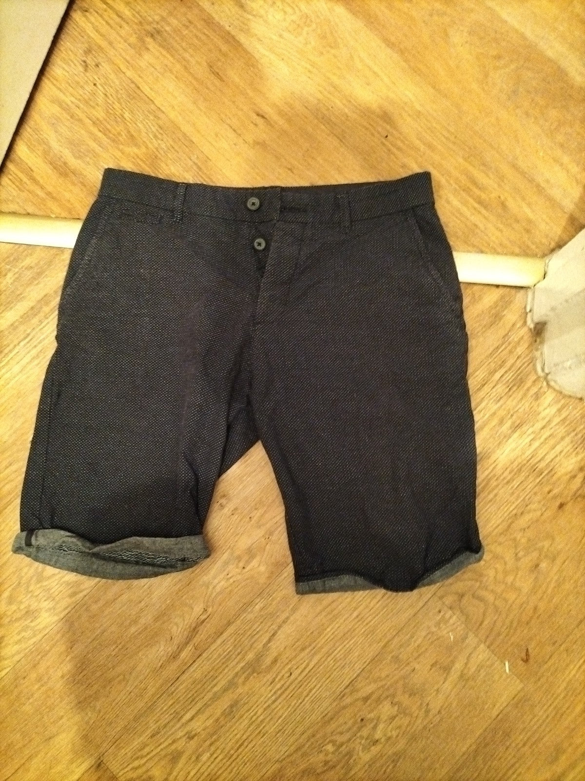 Mens Denim&Co Size 30" Belted Chino Straight Stretch Navy And White