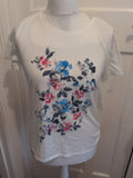 Bonmarche 10 White Floral Print Short Sleeve T-shirt