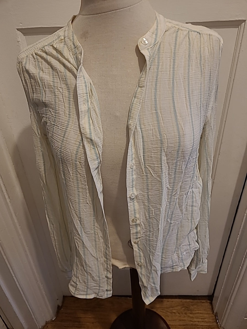 Ladies Jack Wills Size 8 Yellow/Blue/White Buttoned Blouse