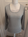 Ladies Size Large Silver Long Sleeve T-shirt