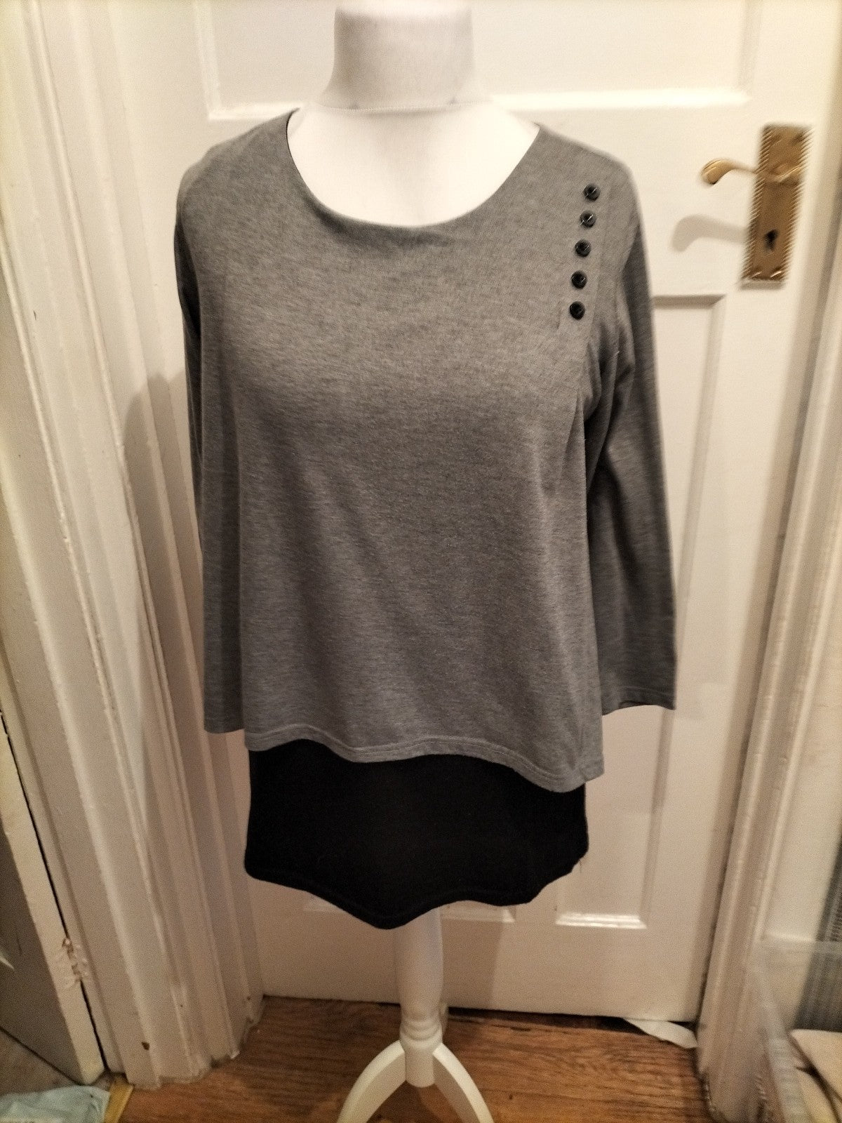 3XL Grey Long Sleeve Blouse Jumper