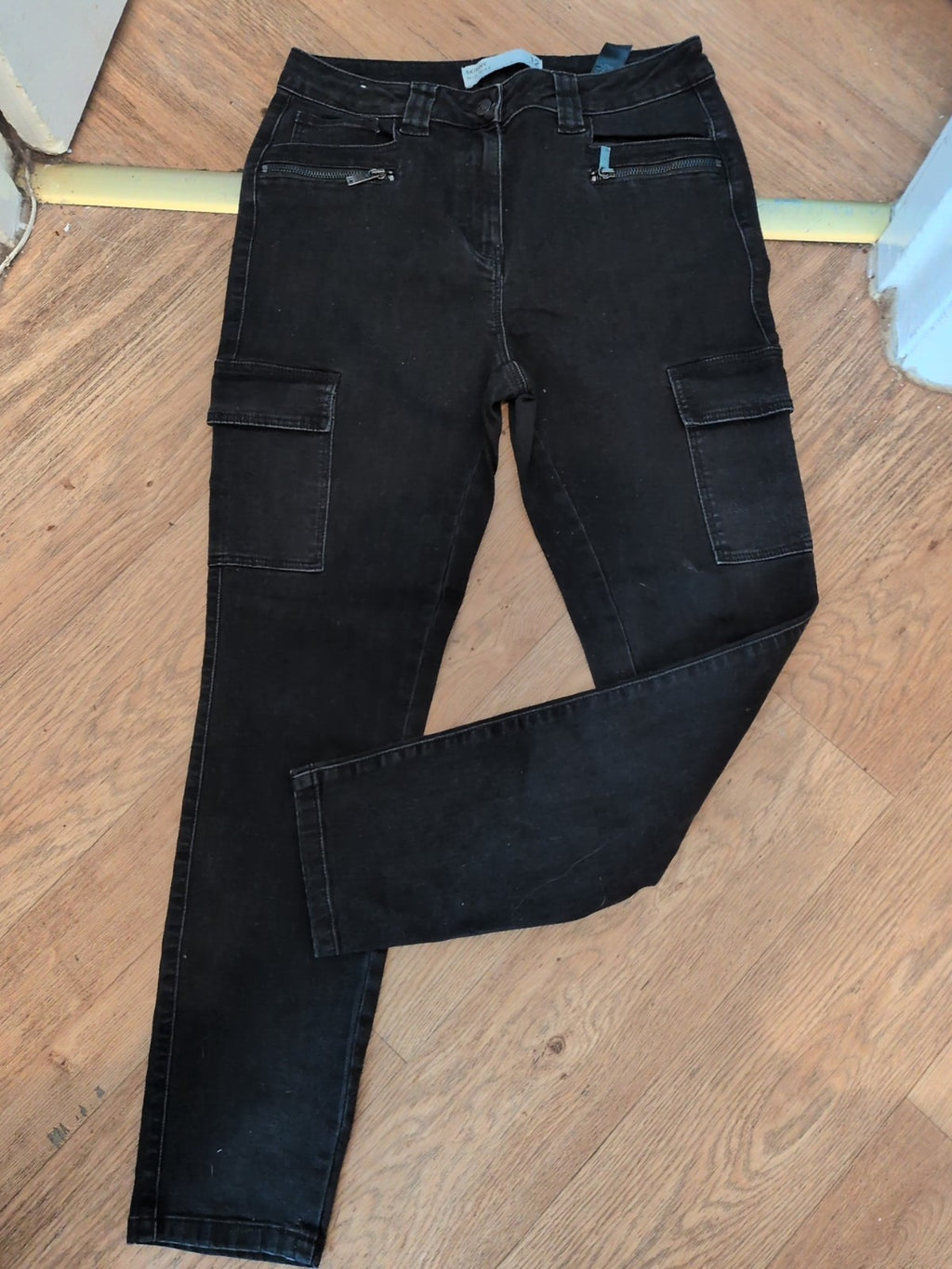 Next 12 Black Mid Rise Skinny Cargo Jeans
