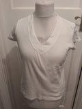 Ladies T-shirt Marks And Spencer 14 White Short Sleeve V Neck