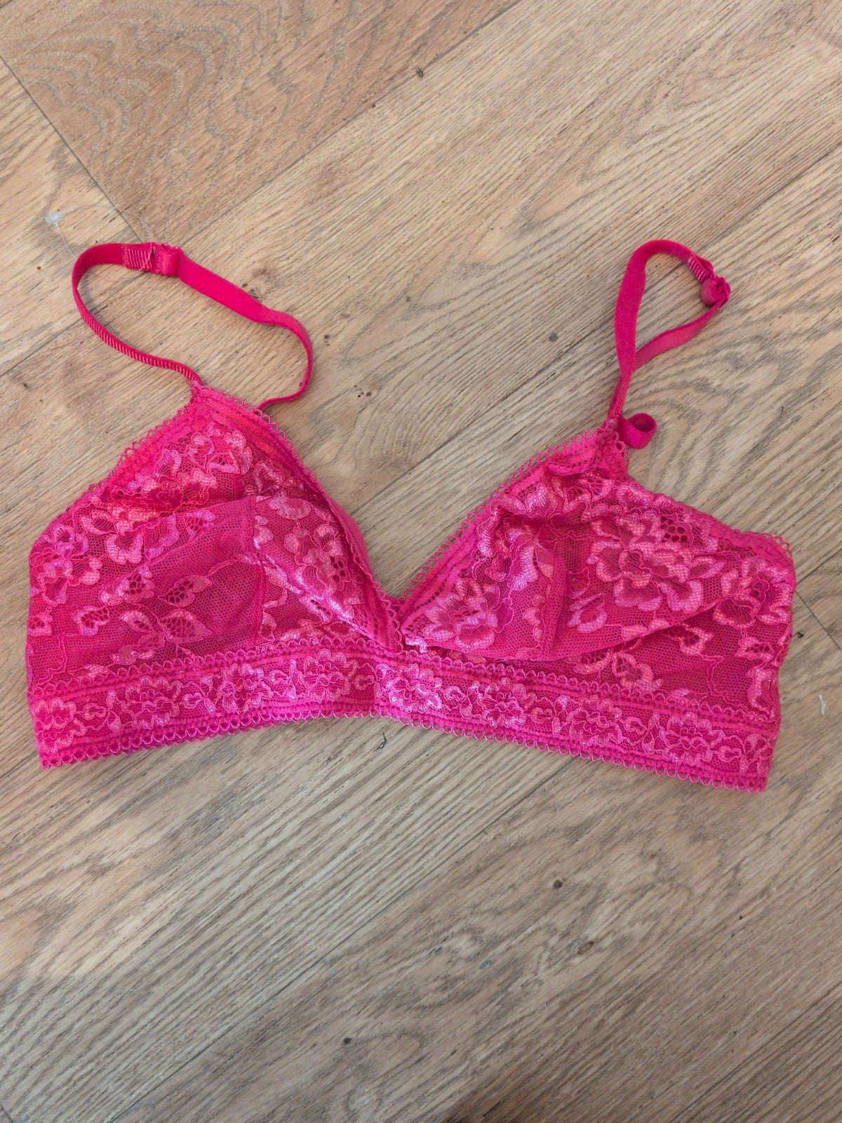 Marks And Spencer 12 Hot Pink Floral Mesh Bralette