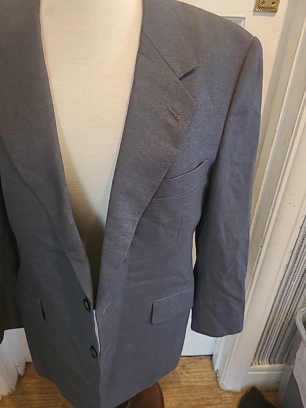 Mens Large Grey Padded Lined Formal Blazer