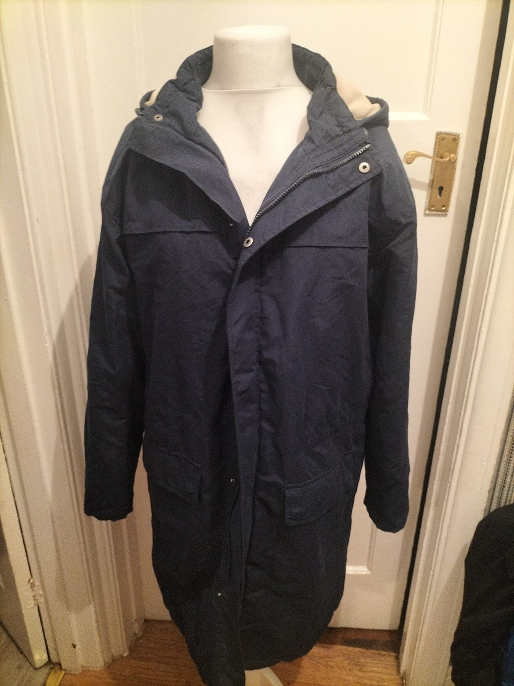 Mens Cotton Trader Size L Navy Fleece Lined Coat