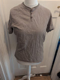 Next Large Grey Grandad Laundered Short Sleeve Shirt