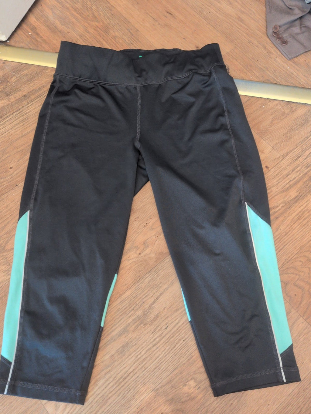 Crivit 14-16 Grey With Turquoise Trim Gym Legging