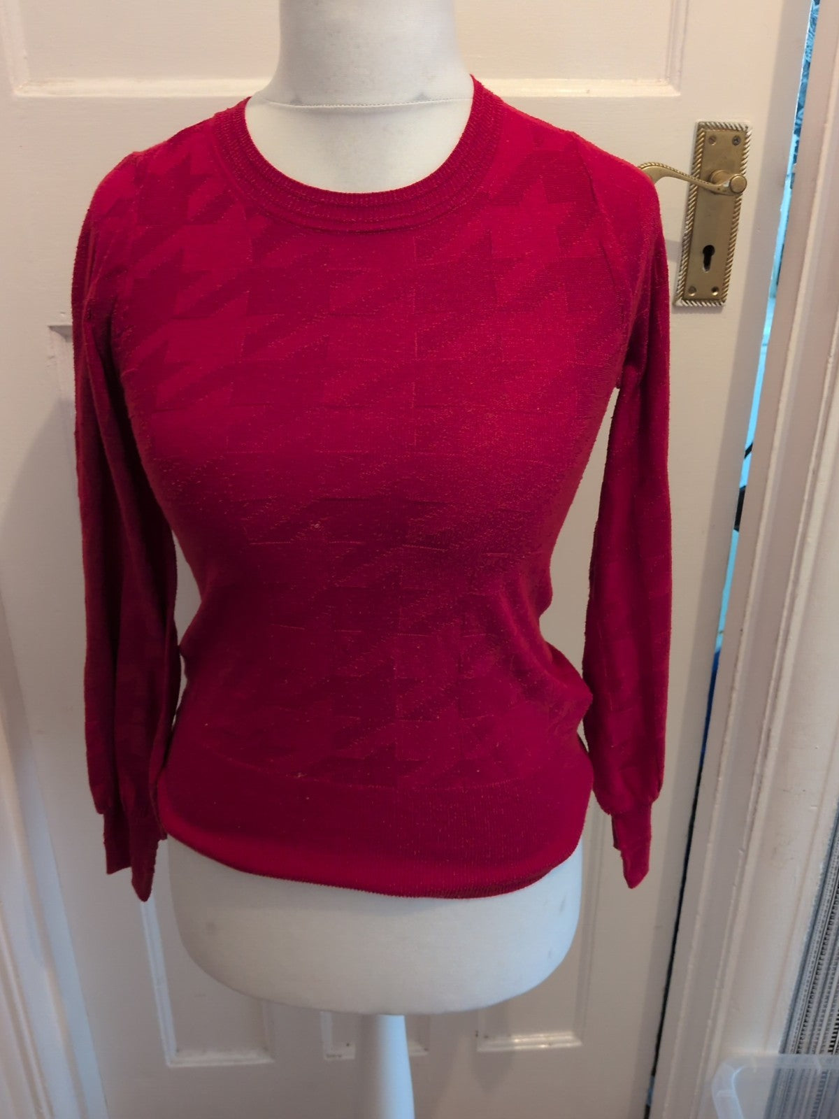 Next XS Red Long Sleeve Pattern Lightweight Jumper