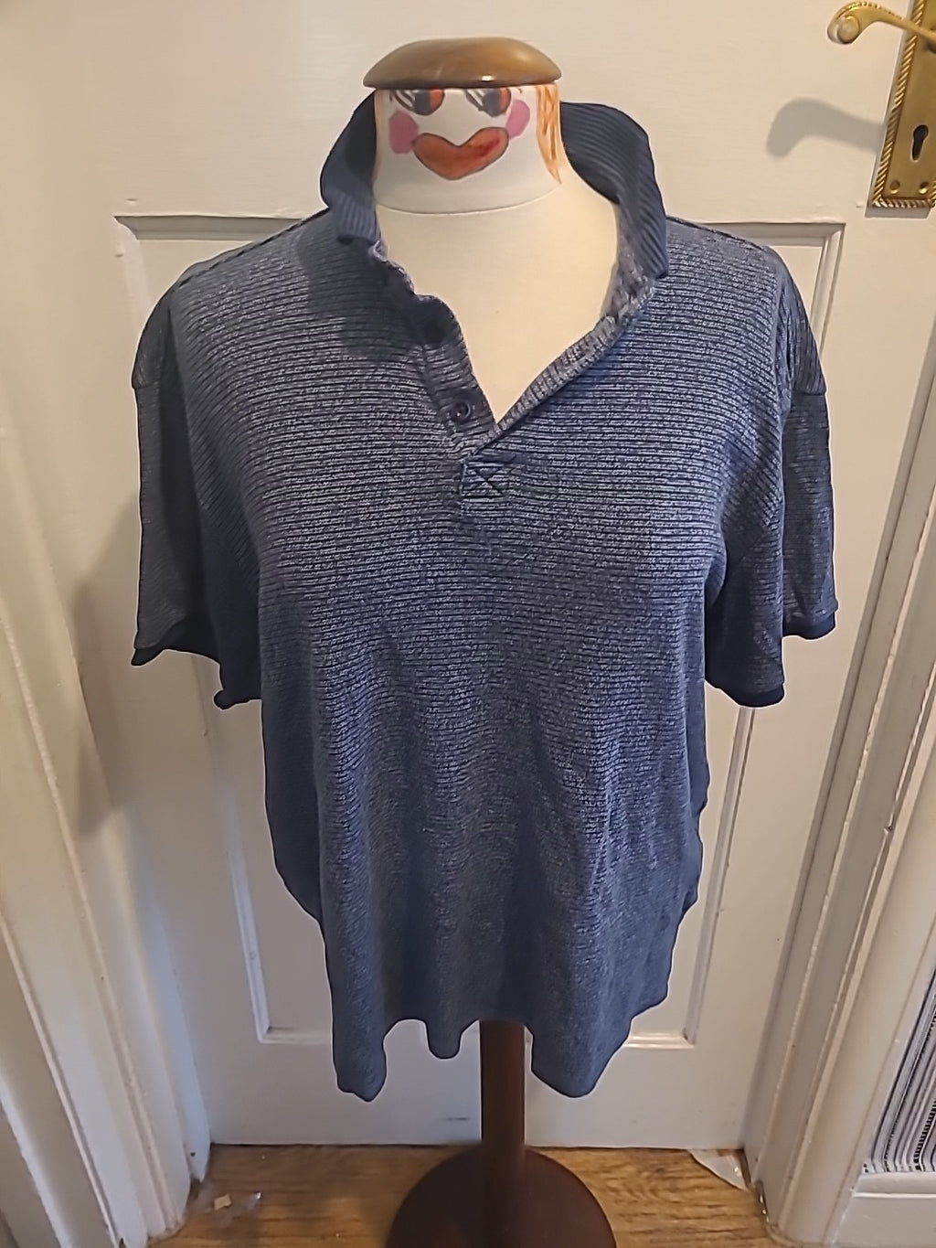 Mens Peacocks Size Large Navy Blue Short Sleeved Polo Shirt
