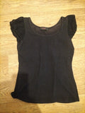 Ladies Next Sp Size 10 Black Short Sleeve Wide Neck Tshirt