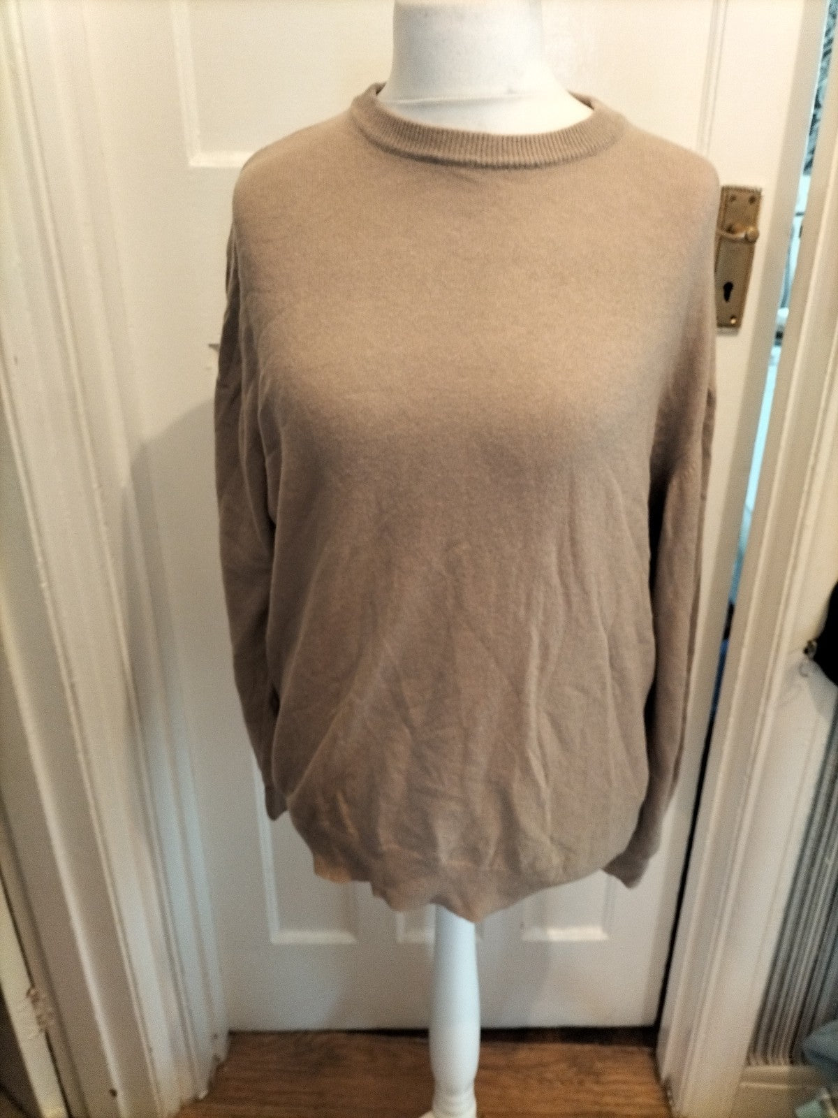 Mens Dehavilland Size Large Wool Rich Pullover Jumper Beige