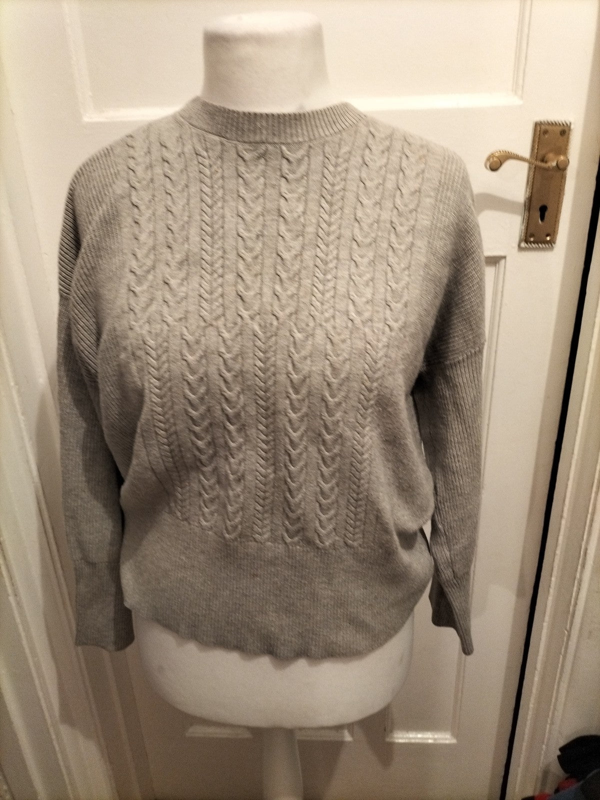 Marks And Spencer Medium Grey Patterned Jumper Mark On Front