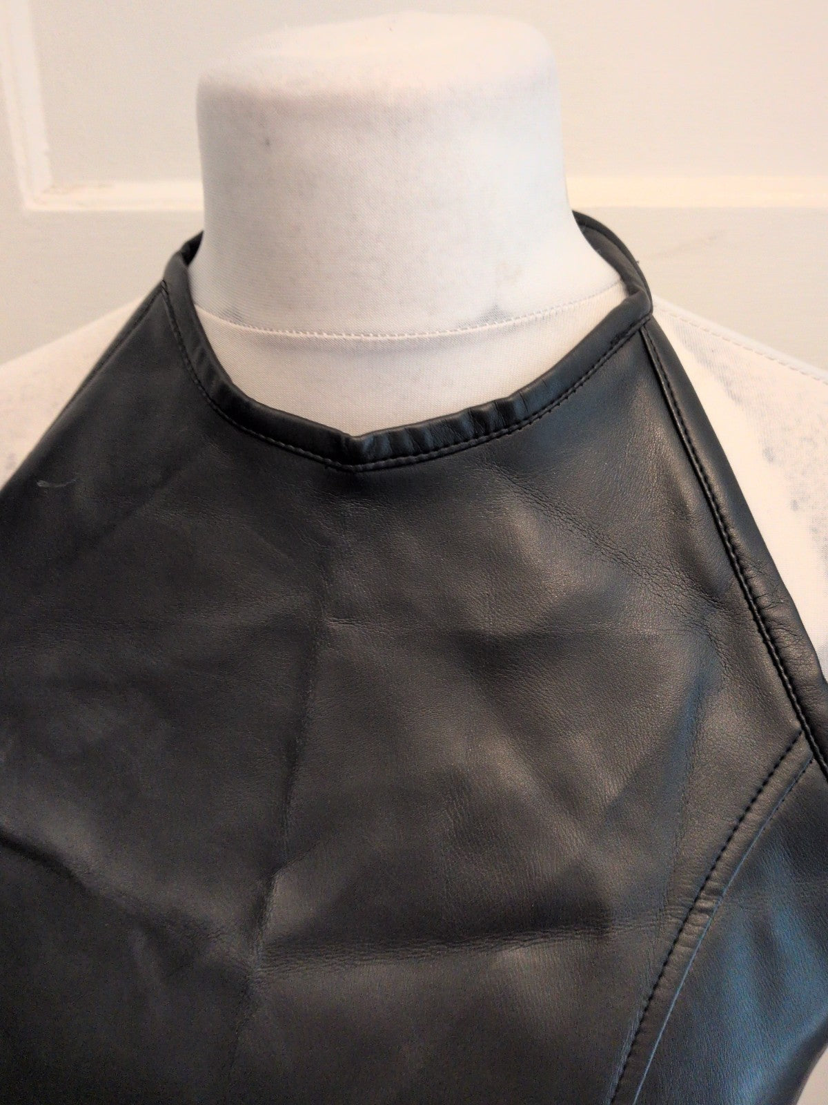 12 Black Pleather Halter neck Self Tie Top