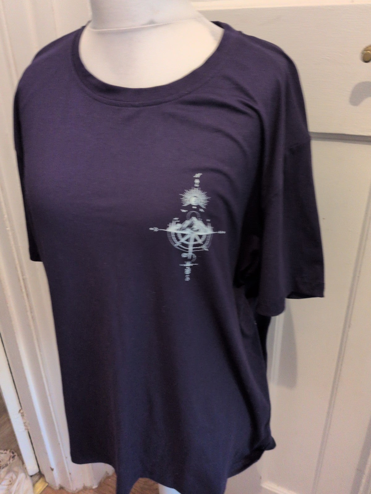 Manfinity 2XL Navy Compass Print Short Sleeve T-shirt