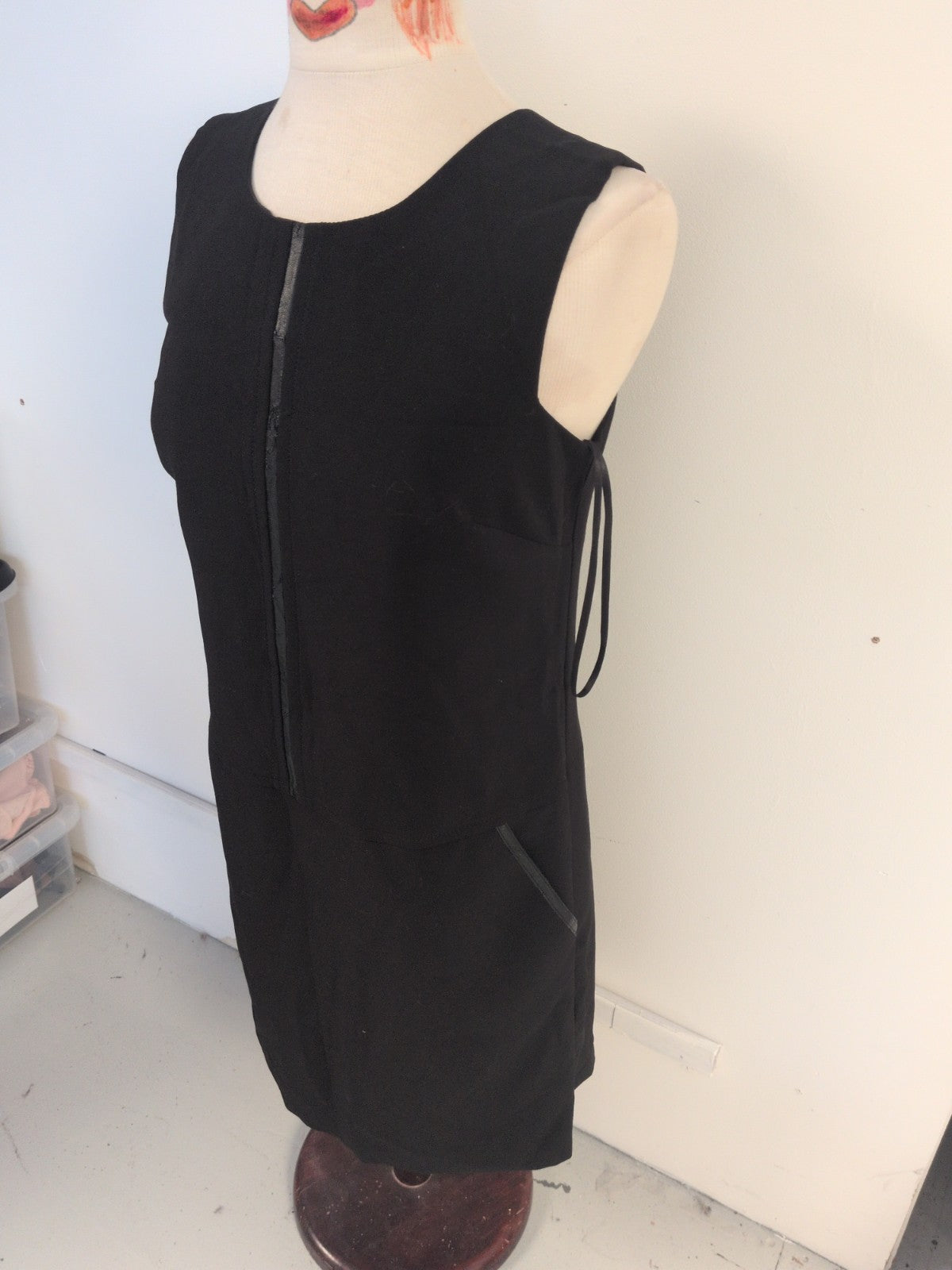 M&S Woman 12 Black Lined Sleeveless Midi Dress