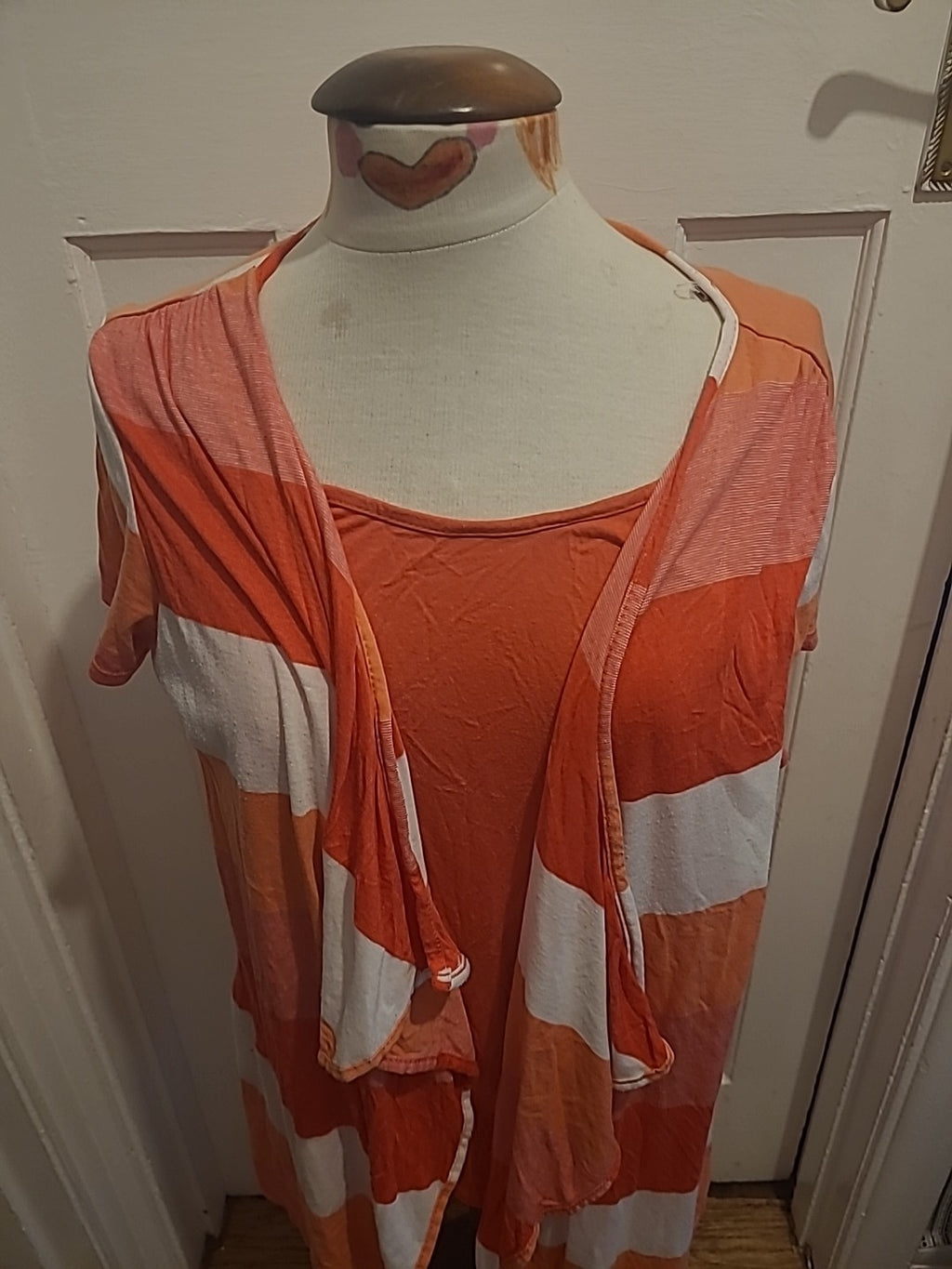 Ladies Soon Size 18 Orange White Red 2 In 1 Tshirt Blouse