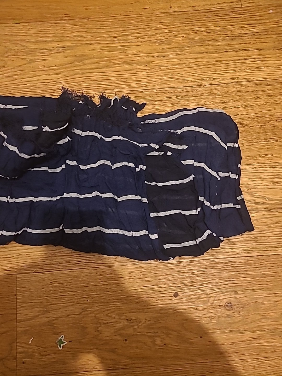 Ladies Navy And White Striped Very Large Scarf