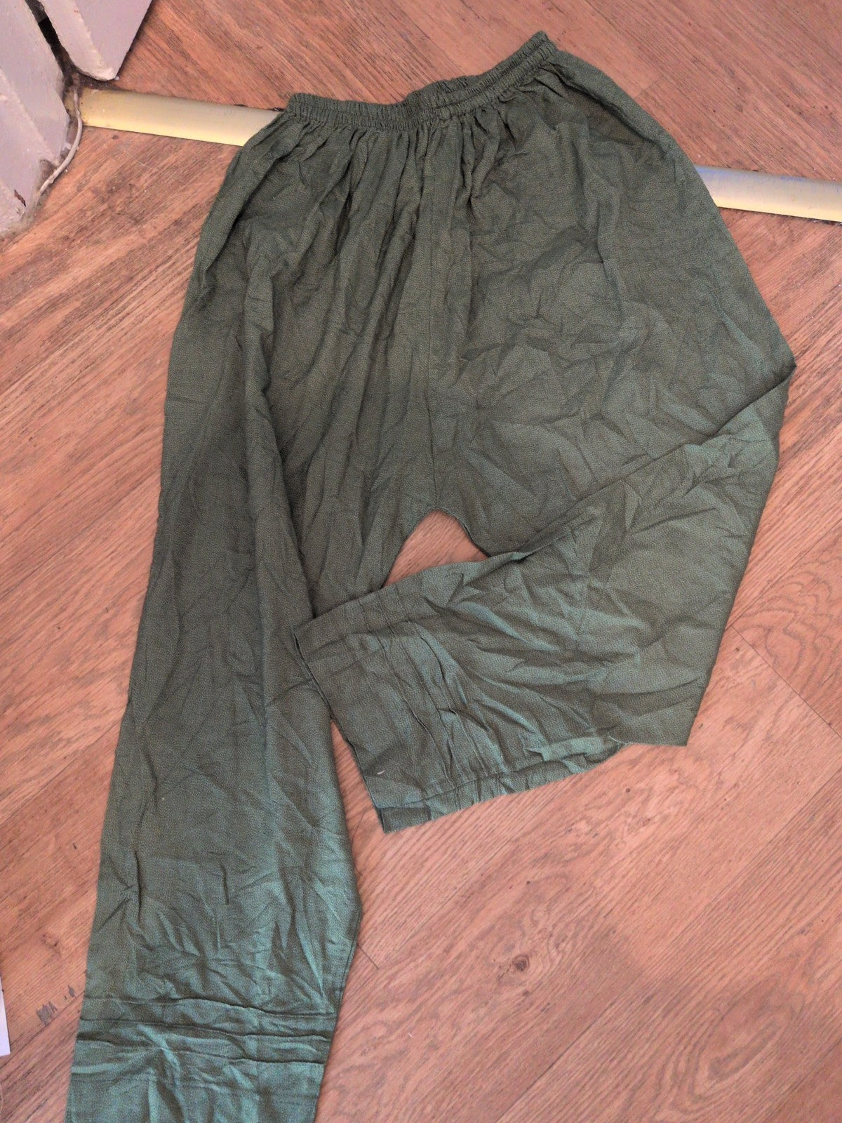 XS Green Elastic Waist Harem Trousers