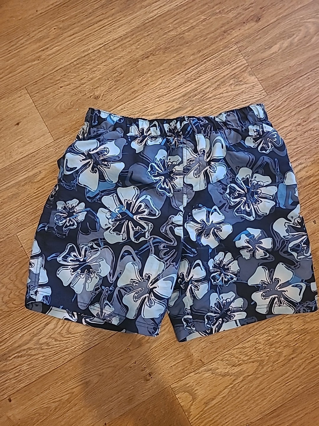 Mens Maine Size Medium 2 Tone Blue Floral Mesh Lined Elasticated Shorts
