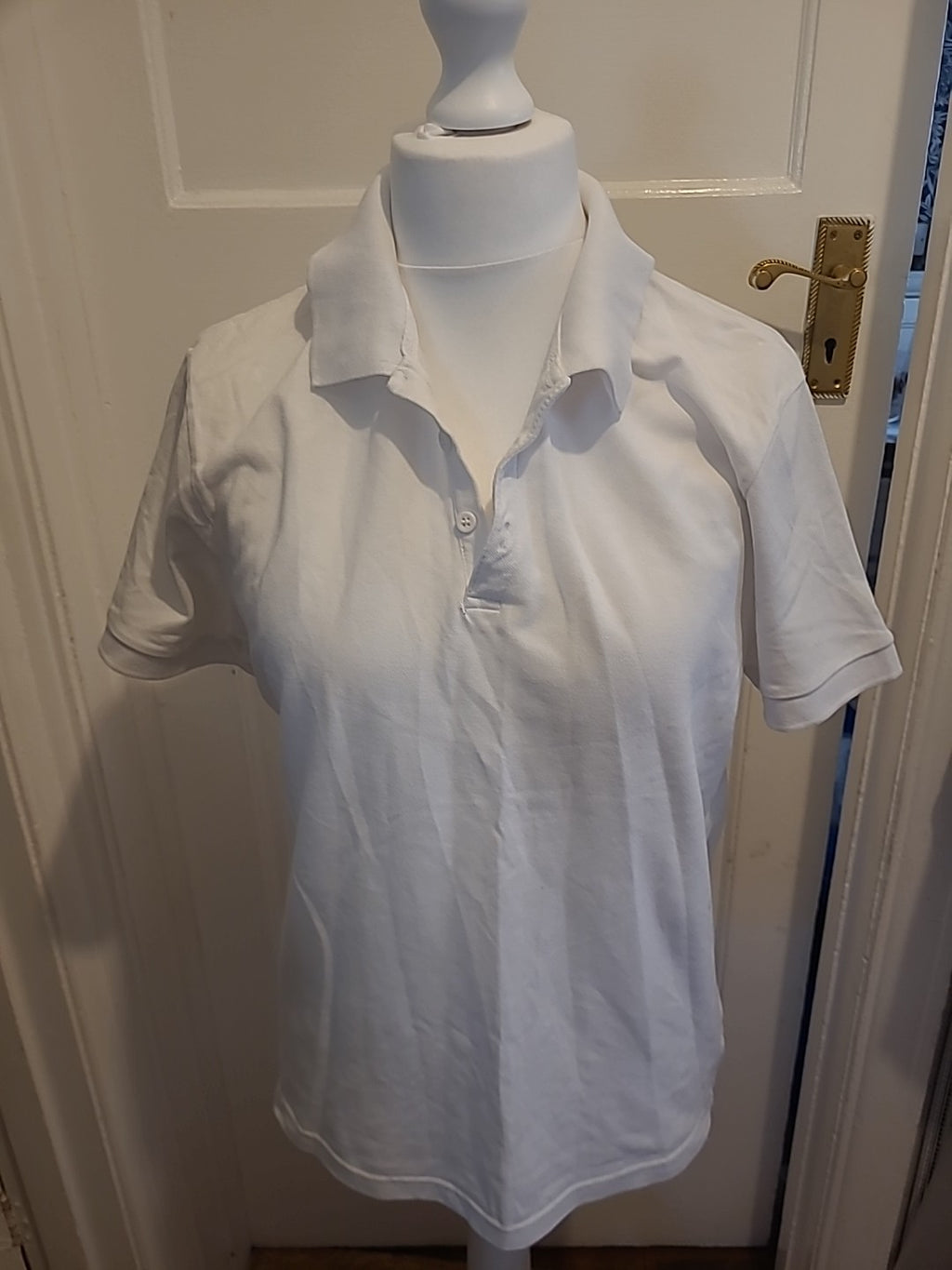 Mens George Outfitters Size Large Jersey White Short Sleeved Polo