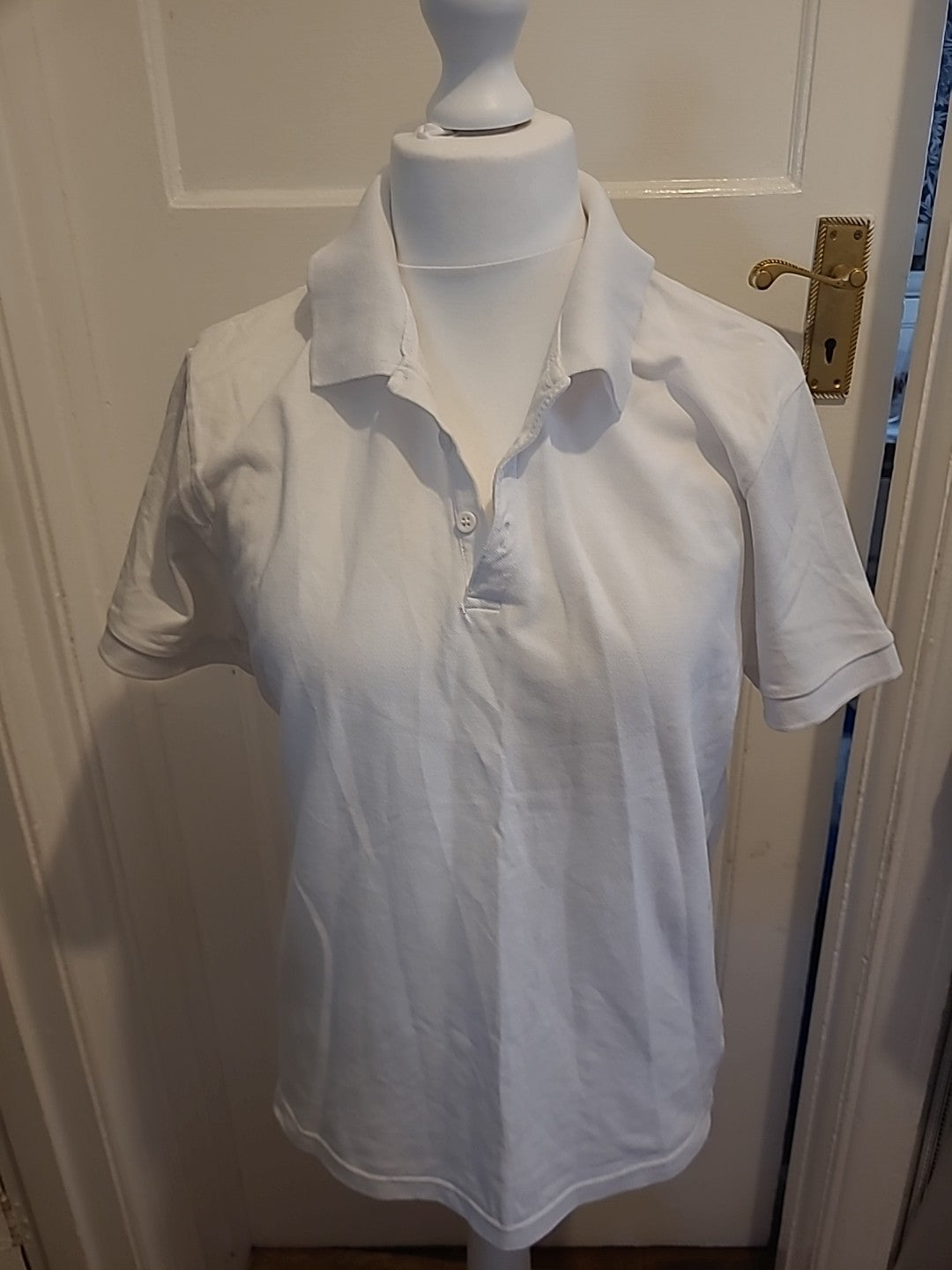 Mens George Outfitters Size Large Jersey White Short Sleeved Polo