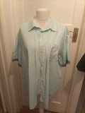 Mens Atlas Size 3XL Aqua Blue Striped Short Sleeved Shirt