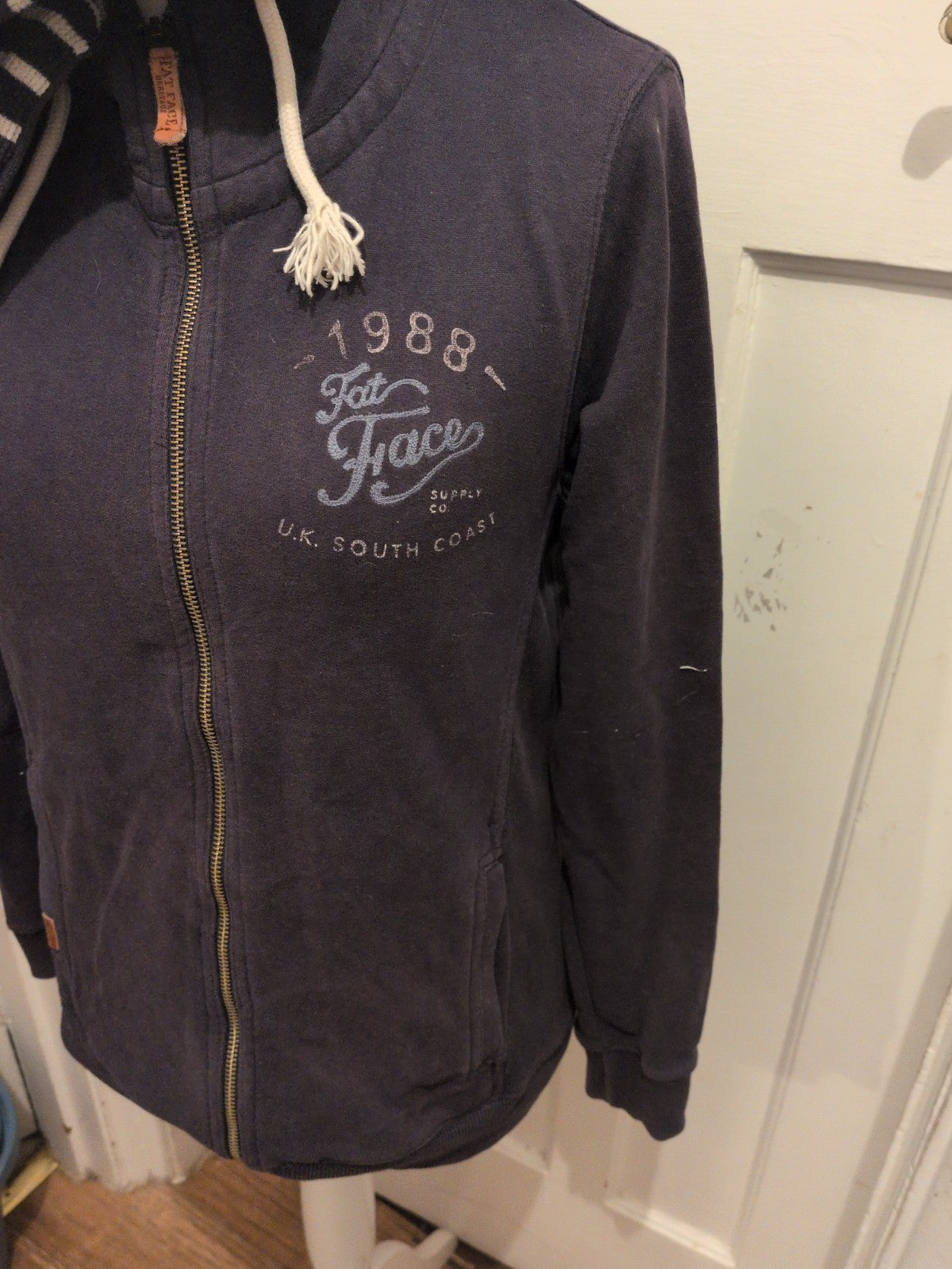 Ladies Fatface Size 14 Navy Full Zip Hoodie