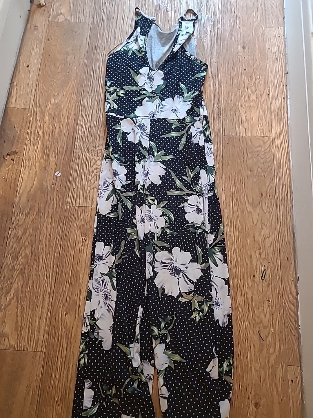 Ladies Size Small Spotted Floral Sleeveless Jumpsuit