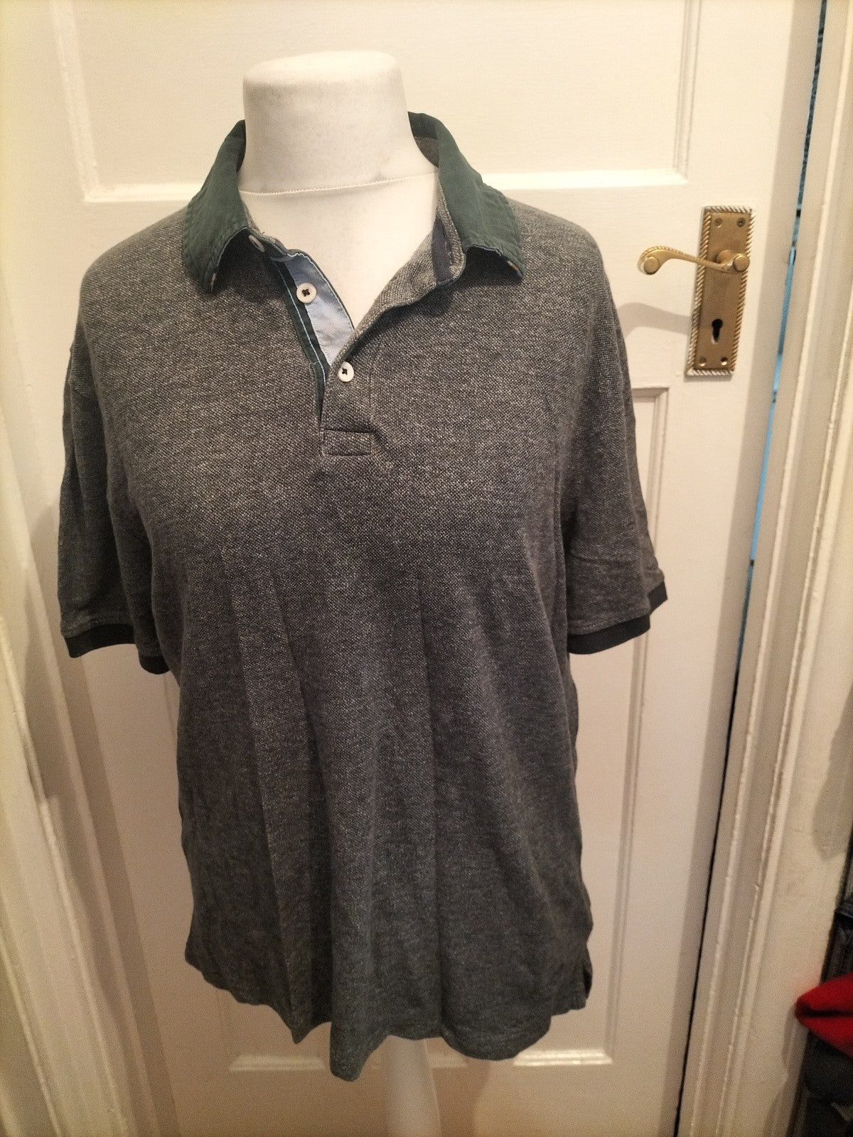 Mens Blue Harbour Size XL Tailored Fit Green Fleck Short Sleeve Polo