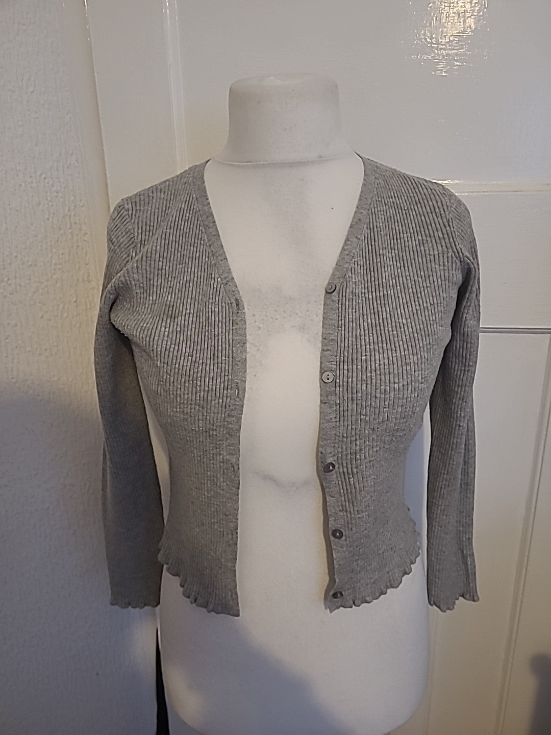 Primark 11-12 Years Grey Ribbed Cardigan