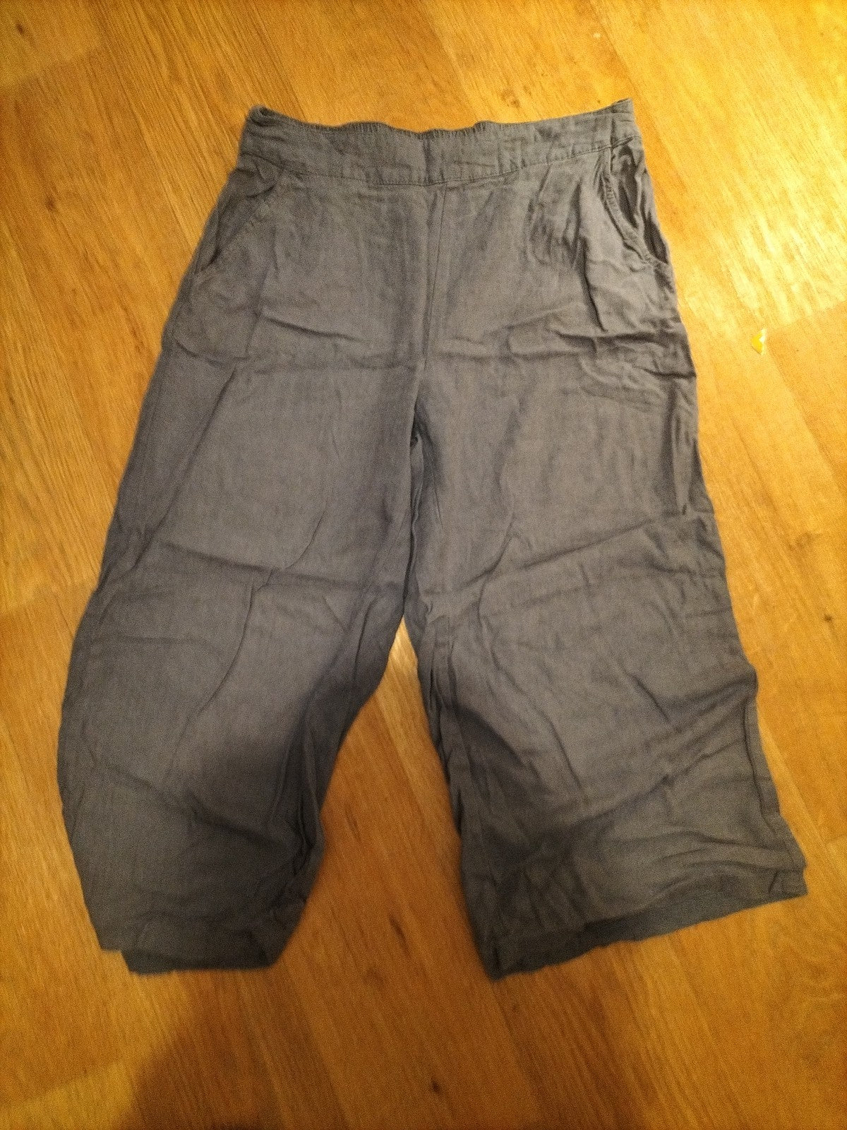 Ladies Peacocks Size 8 Blue Elasticated Cropped Trousers