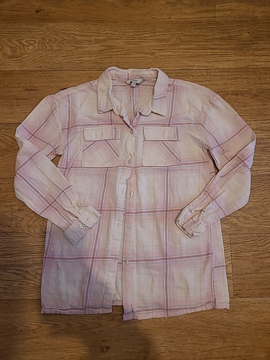 Girls Miss Evie Age 9-10 Years Pink Check Long Sleeved Pyjama Top
