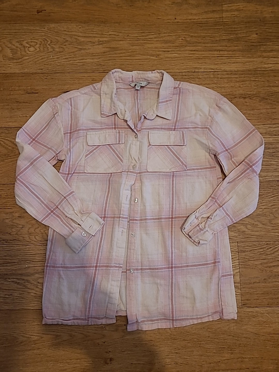 Girls Miss Evie Age 9-10 Years Pink Check Long Sleeved Pyjama Top