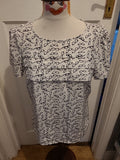 Ladies Marks And Spencer Size 14 Ivory Black "Glasses" Short Sleeved Blouse