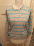 Ladies Dash Size 10 Blue And Grey Striped Jumper