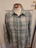 Mens Easy Size Medium Mint Green Check Long Sleeved Shirt