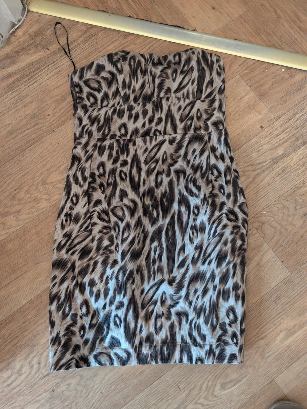 Papaya 10 Sleeveless Strapless Animal Print Boned Dress