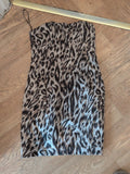 Papaya 10 Sleeveless Strapless Animal Print Boned Dress