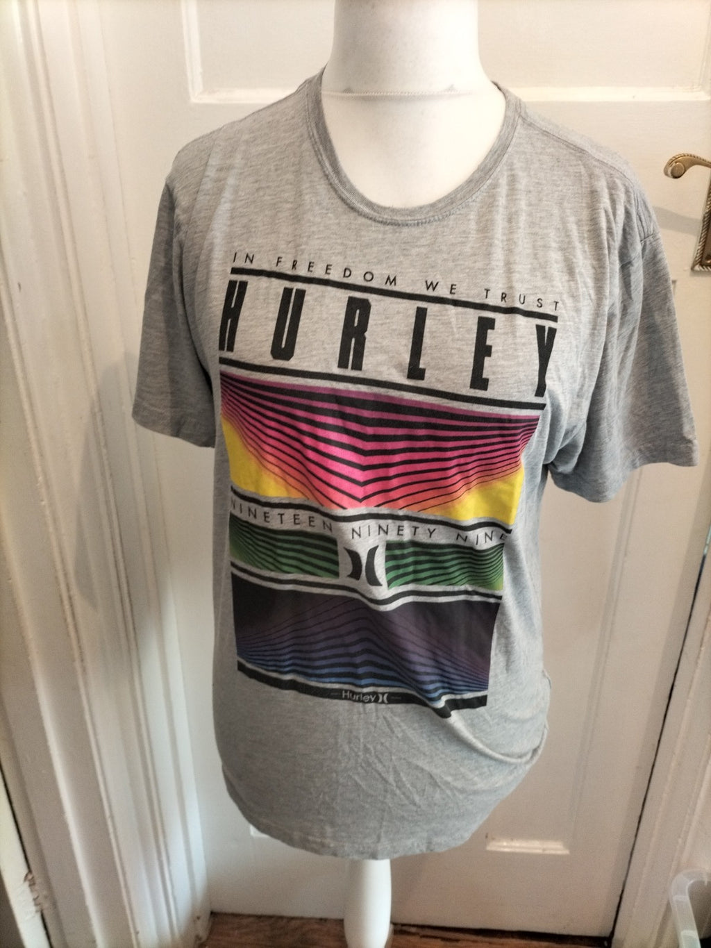 Hurley XL Premium Fit Grey Print Short Sleeve T-shirt