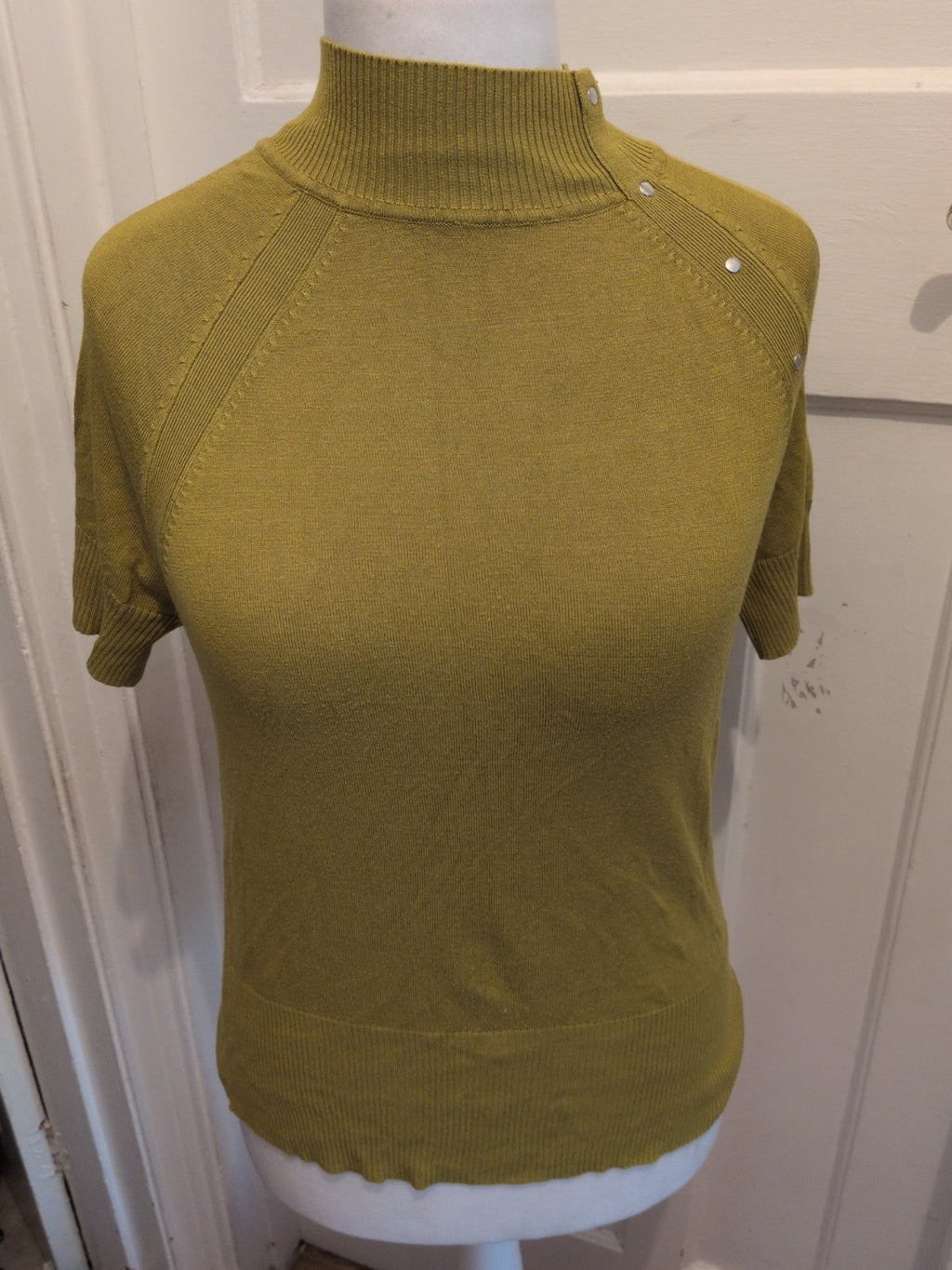 Wallis 12 Petite Khaki Short Sleeve High Neck Jumper
