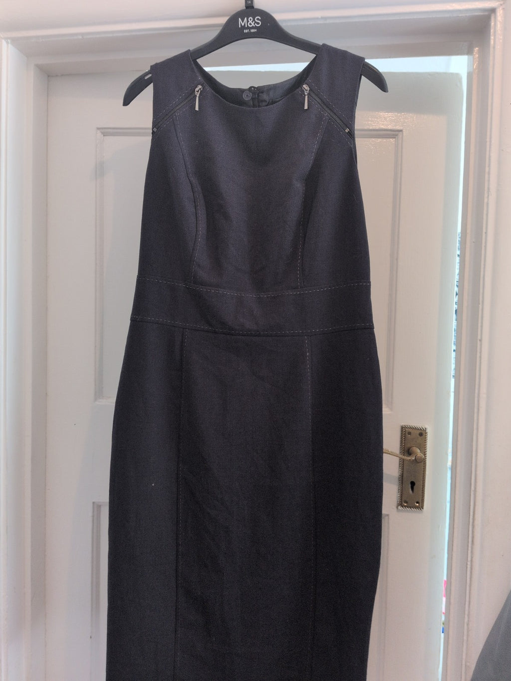 Marks and Spencer 12 Charcoal Lined Sleeveless Midi-long Dress