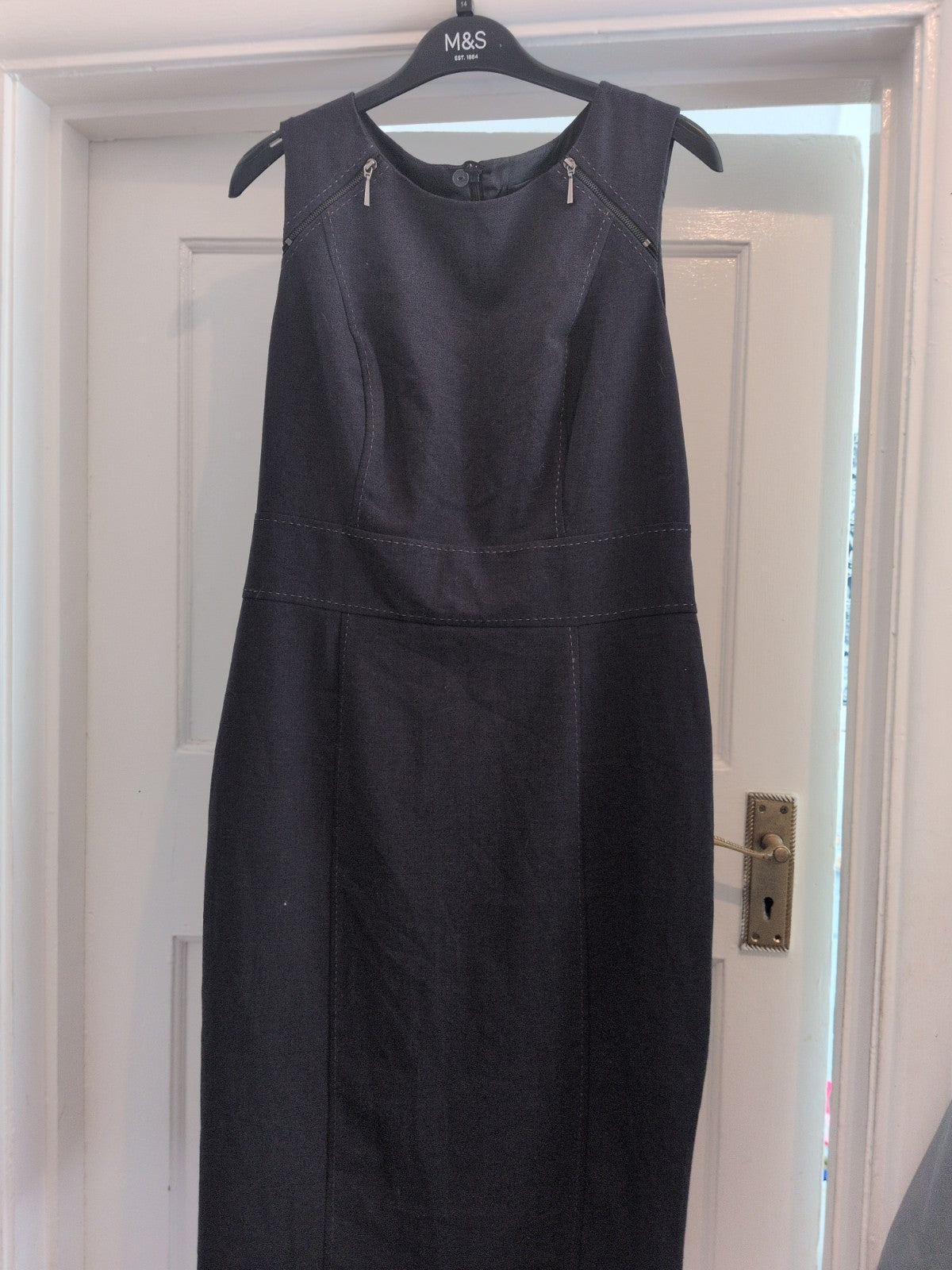 Marks and Spencer 12 Charcoal Lined Sleeveless Midi-long Dress