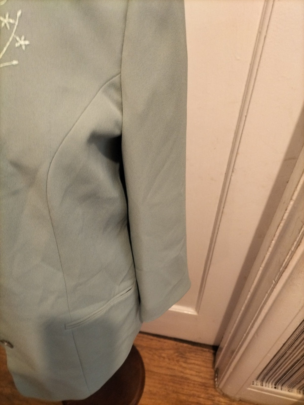 Ladies Bonmarche Size 14 Pale Green Embroidery Lined Padded Blazer