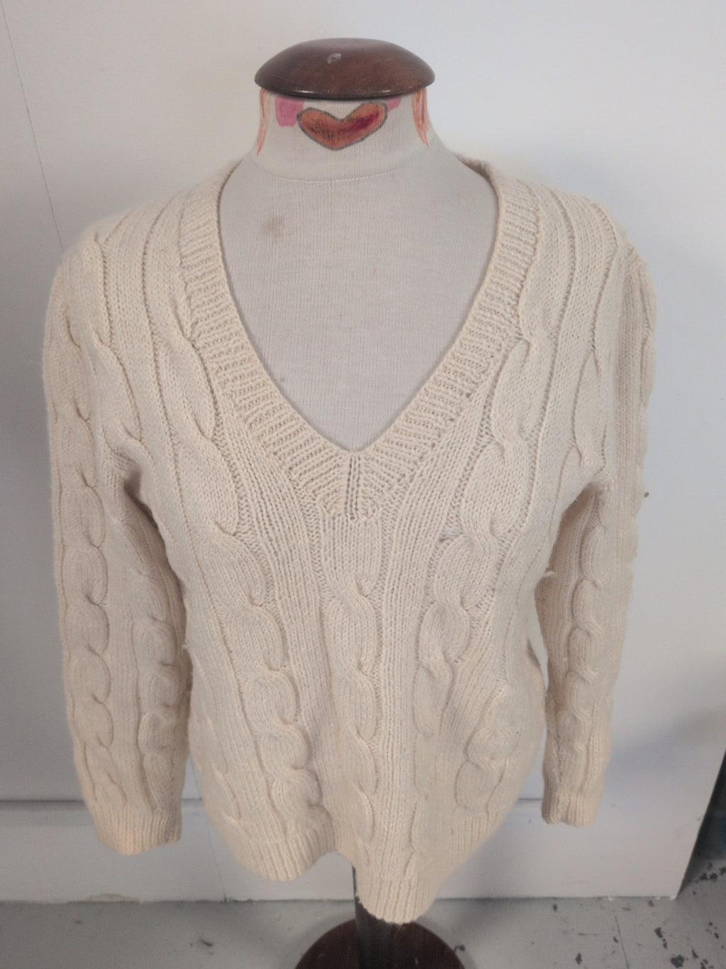 XL Cream Patterned Knit Pullover Jumper