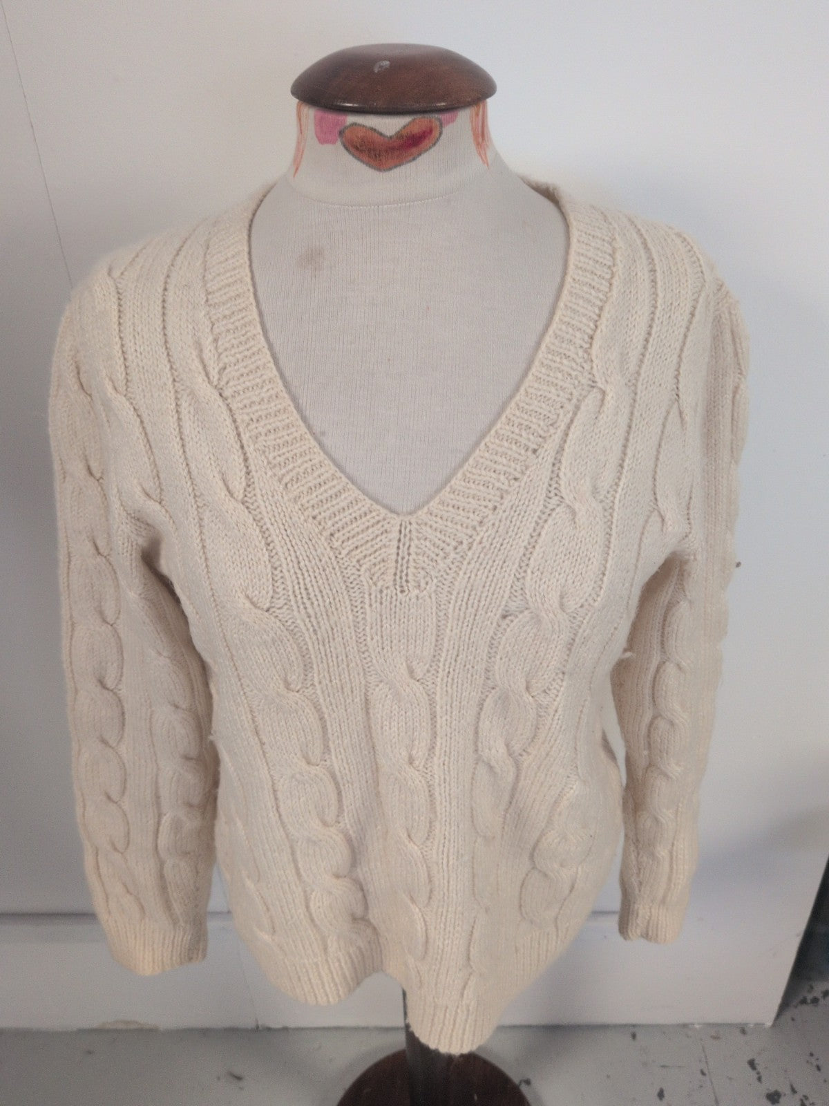 XL Cream Patterned Knit Pullover Jumper