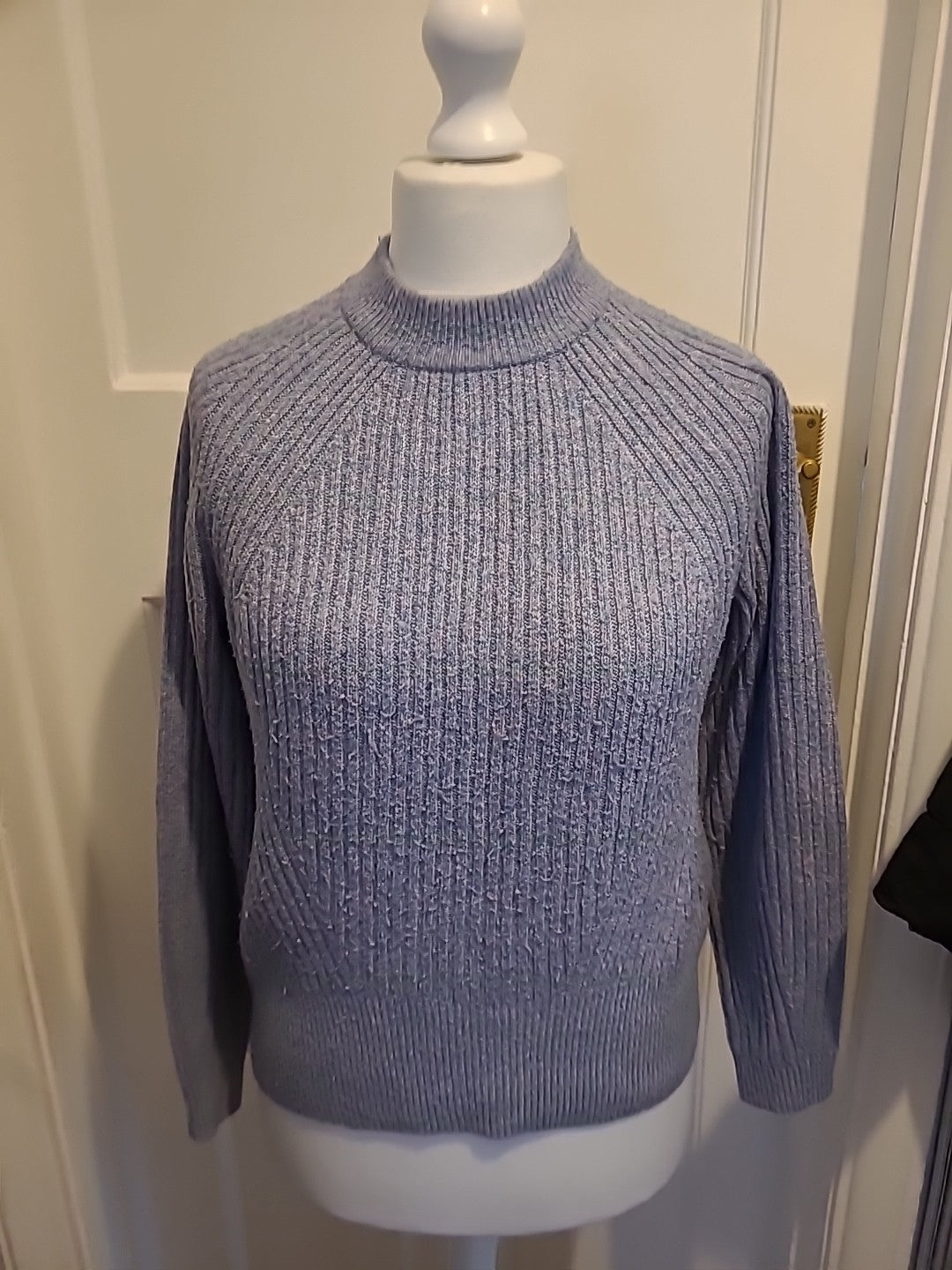 Ladies Marks And Spencer Size Small Crew Neck Multicoloured Purple Jumper