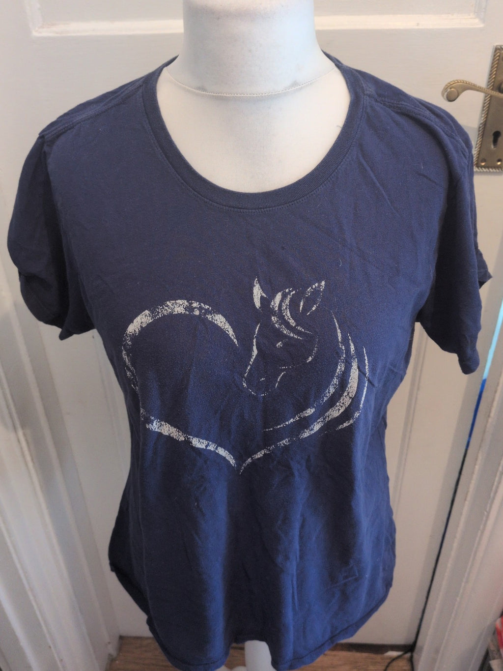 Port Company XL Navy Short Sleeve With White Print T-shirt