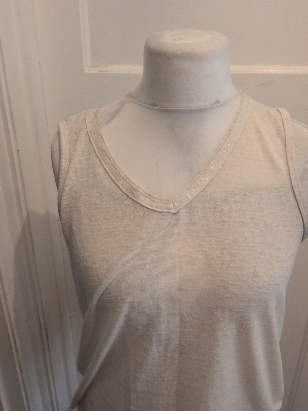 Next 14 Ivory Sleeveless Sequin V Neck Blouse