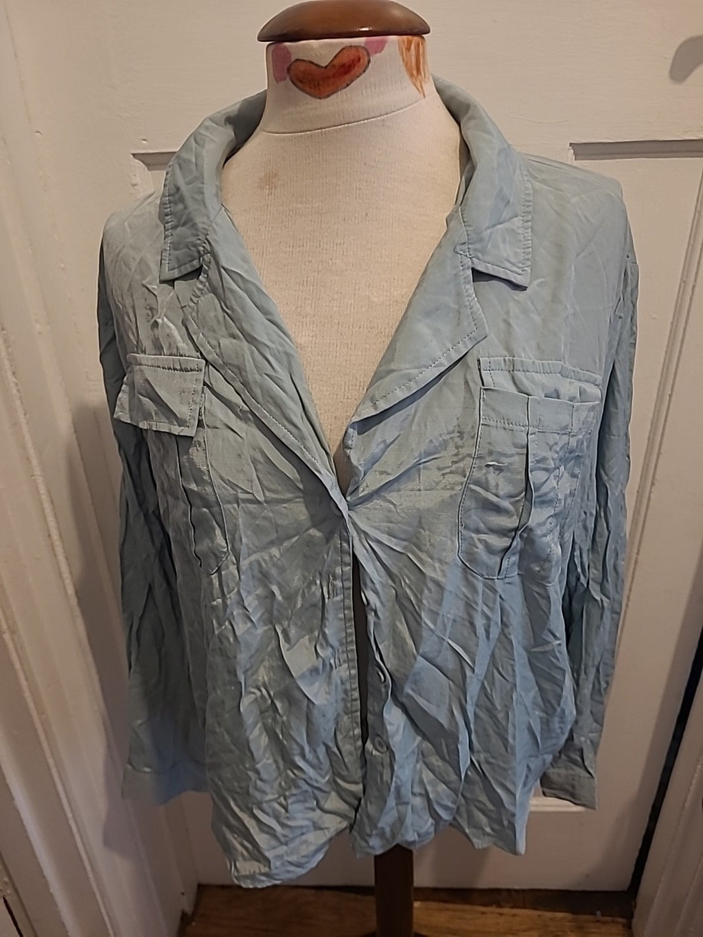 Ladies Boohoo Size 14 Turquoise Long Sleeve Blouse